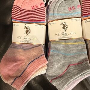 U.S. Polo Assn. Women's Low Cut Socks - Pink, Gray, and Blue